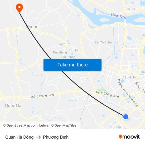 Quận Hà Đông to Phương Đình map