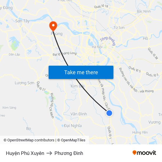 Huyện Phú Xuyên to Phương Đình map