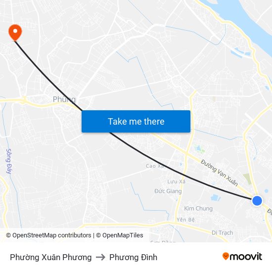 Phường Xuân Phương to Phương Đình map