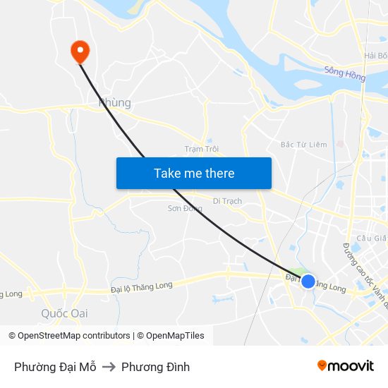 Phường Đại Mỗ to Phương Đình map