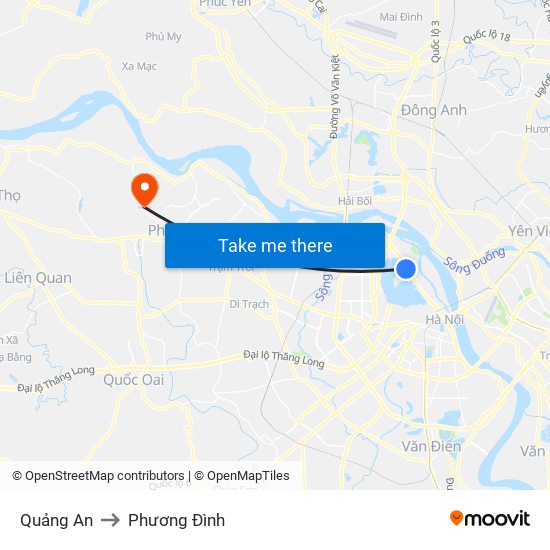 Quảng An to Phương Đình map