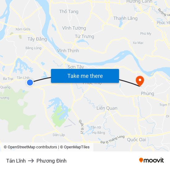 Tản Lĩnh to Phương Đình map