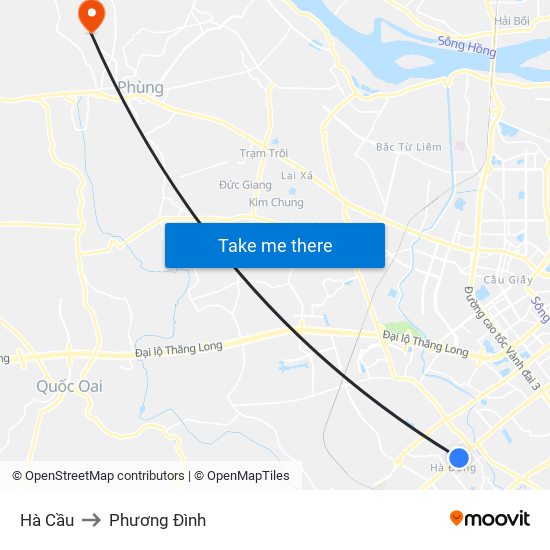 Hà Cầu to Phương Đình map