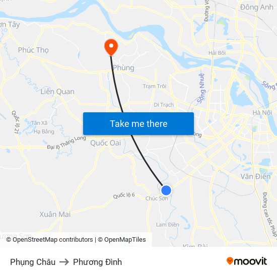 Phụng Châu to Phương Đình map