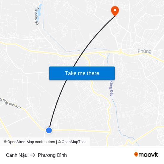 Canh Nậu to Phương Đình map