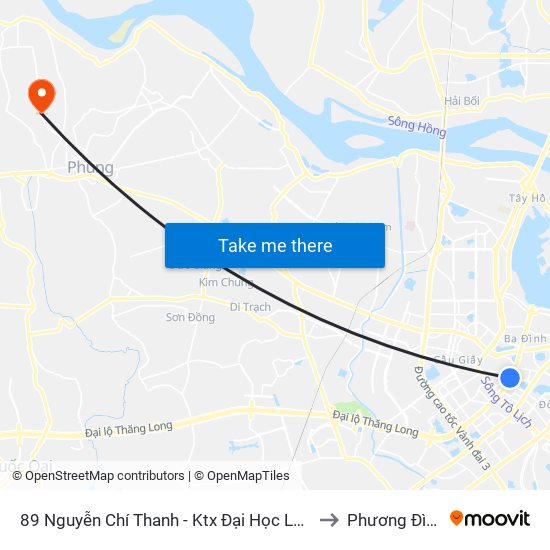 89 Nguyễn Chí Thanh - Ktx Đại Học Luật to Phương Đình map