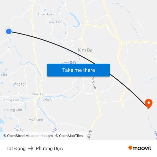 Tốt Động to Phượng Dực map