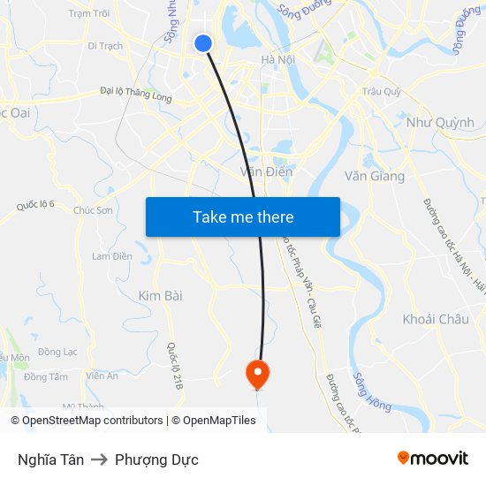 Nghĩa Tân to Phượng Dực map