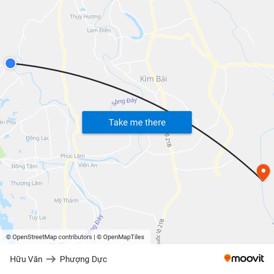 Hữu Văn to Phượng Dực map