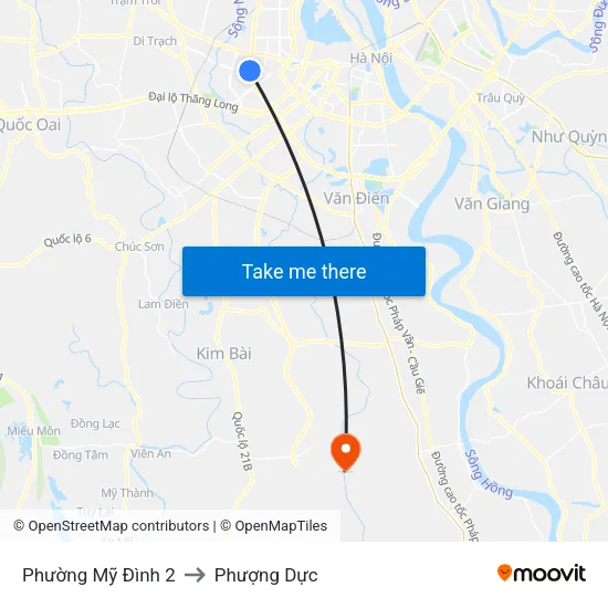 Phường Mỹ Đình 2 to Phượng Dực map