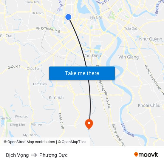 Dịch Vọng to Phượng Dực map