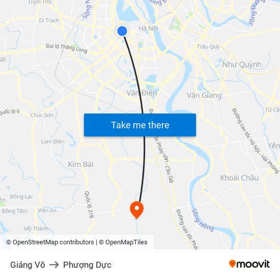 Giảng Võ to Phượng Dực map