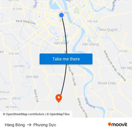 Hàng Bông to Phượng Dực map