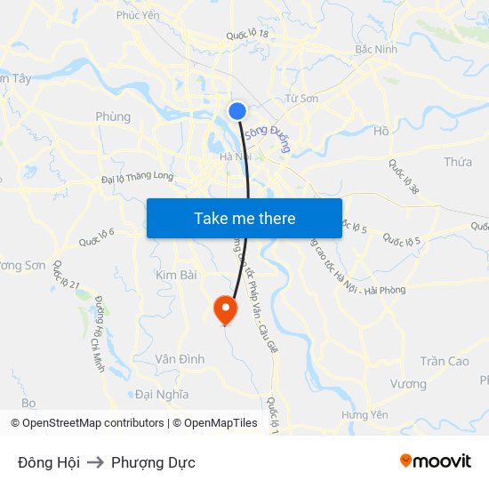 Đông Hội to Phượng Dực map