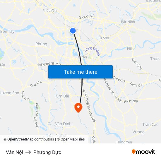 Vân Nội to Phượng Dực map