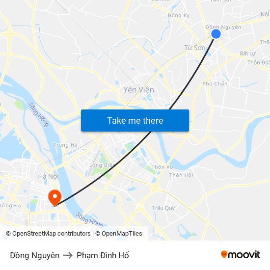 Đồng Nguyên to Phạm Đình Hổ map