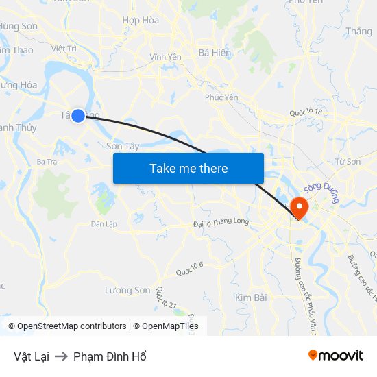 Vật Lại to Phạm Đình Hổ map