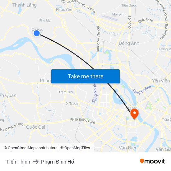 Tiến Thịnh to Phạm Đình Hổ map