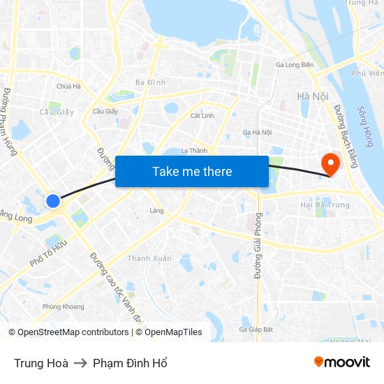 Trung Hoà to Phạm Đình Hổ map