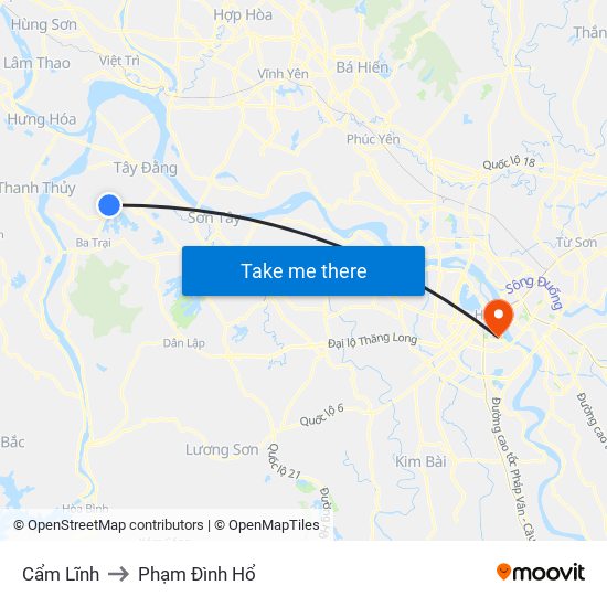 Cẩm Lĩnh to Phạm Đình Hổ map