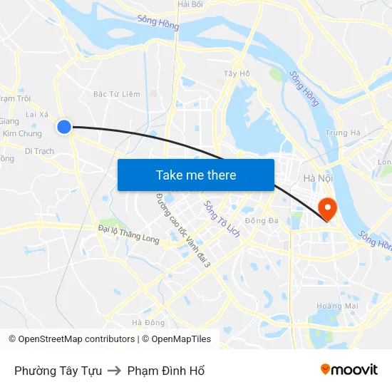 Phường Tây Tựu to Phạm Đình Hổ map