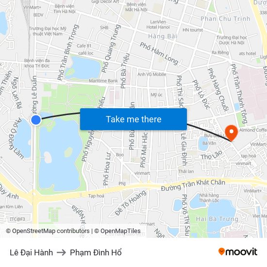 Lê Đại Hành to Phạm Đình Hổ map