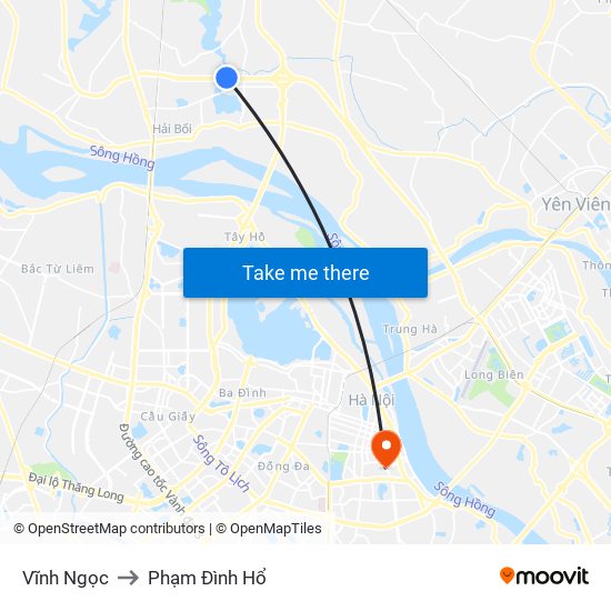 Vĩnh Ngọc to Phạm Đình Hổ map