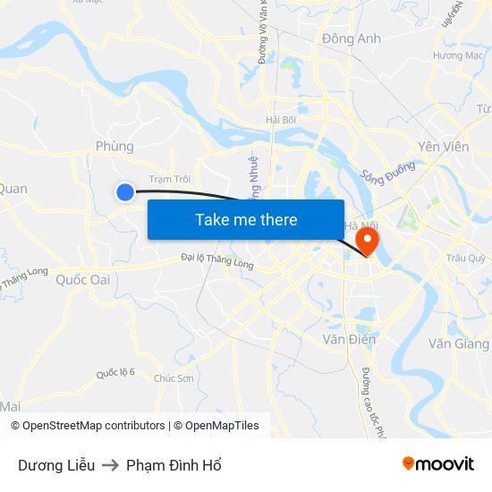 Dương Liễu to Phạm Đình Hổ map