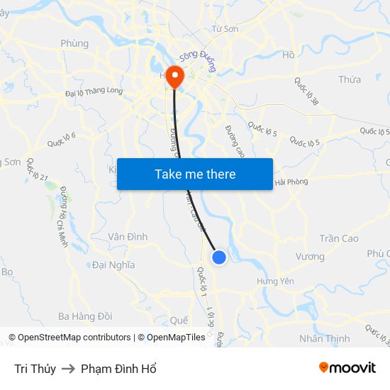 Tri Thủy to Phạm Đình Hổ map