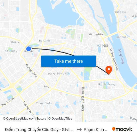 Điểm Trung Chuyển Cầu Giấy - Gtvt 01 to Phạm Đình Hổ map