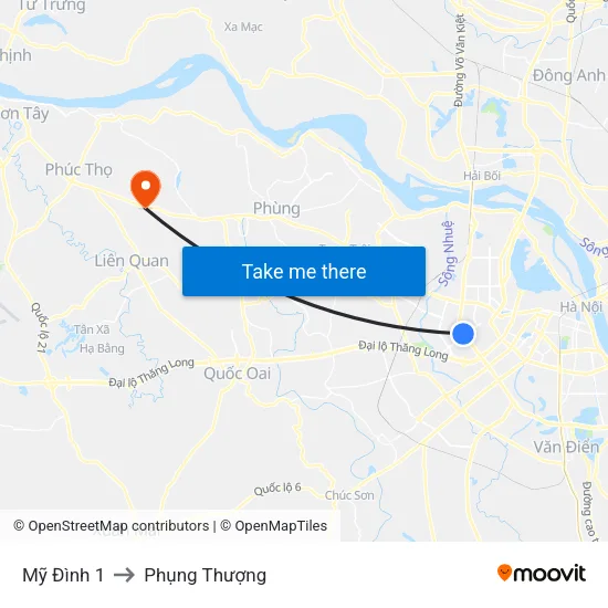 Mỹ Đình 1 to Phụng Thượng map