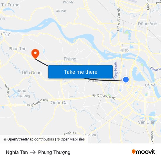 Nghĩa Tân to Phụng Thượng map