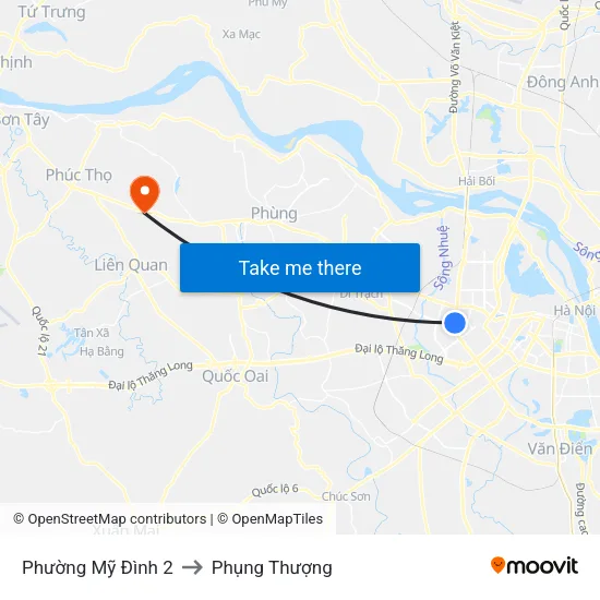 Phường Mỹ Đình 2 to Phụng Thượng map