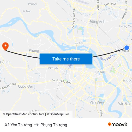 Xã Yên Thường to Phụng Thượng map