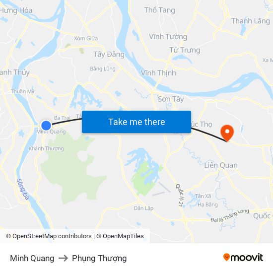 Minh Quang to Phụng Thượng map