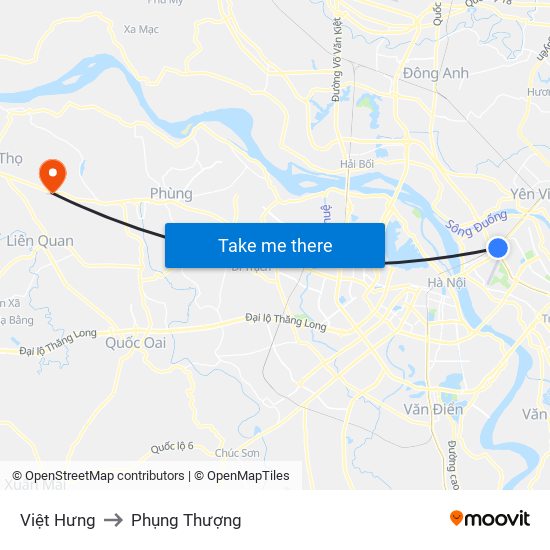 Việt Hưng to Phụng Thượng map