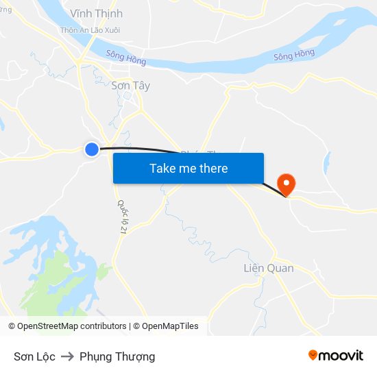 Sơn Lộc to Phụng Thượng map