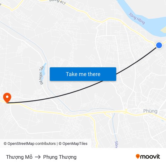 Thượng Mỗ to Phụng Thượng map