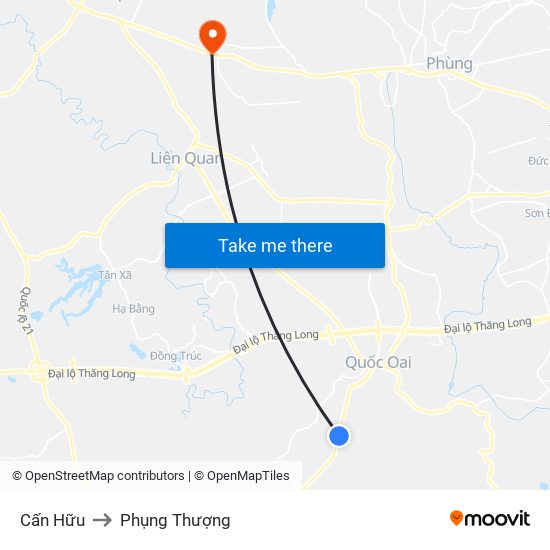 Cấn Hữu to Phụng Thượng map