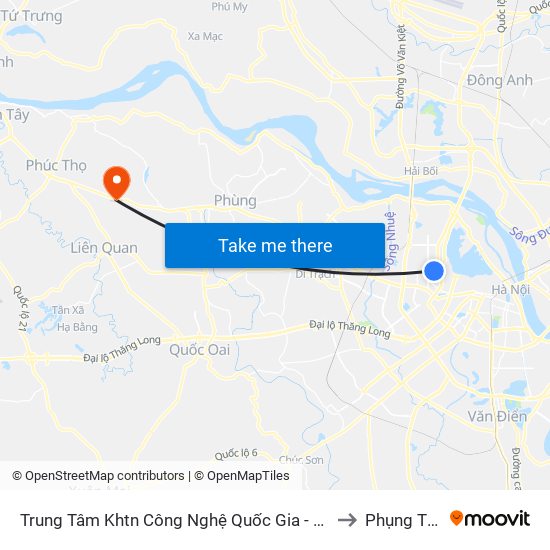 Trung Tâm Khtn Công Nghệ Quốc Gia - 18 Hoàng Quốc Việt to Phụng Thượng map