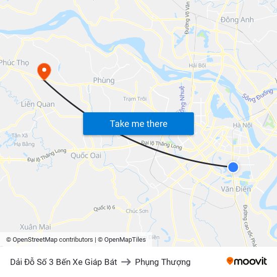 Dải Đỗ Số 3 Bến Xe Giáp Bát to Phụng Thượng map