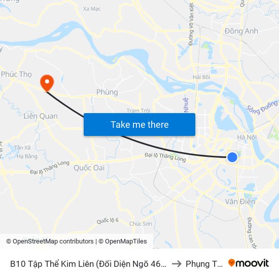 B10 Tập Thể Kim Liên (Đối Diện Ngõ 46b Phạm Ngọc Thạch) to Phụng Thượng map