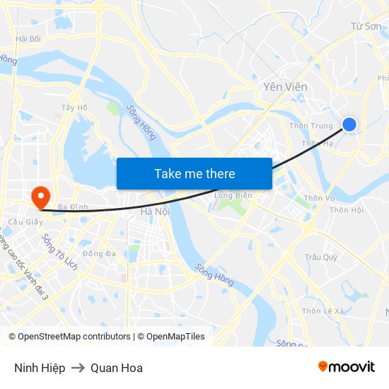 Ninh Hiệp to Quan Hoa map