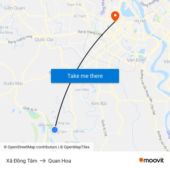 Xã Đồng Tâm to Quan Hoa map