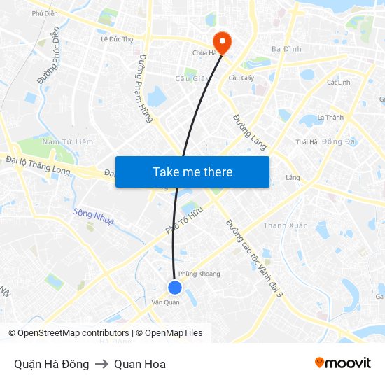 Quận Hà Đông to Quan Hoa map