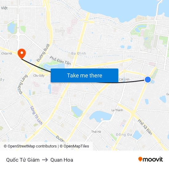 Quốc Tử Giám to Quan Hoa map