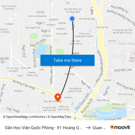 Gần Học Viện Quốc Phòng - 91 Hoàng Quốc Việt to Quan Hoa map