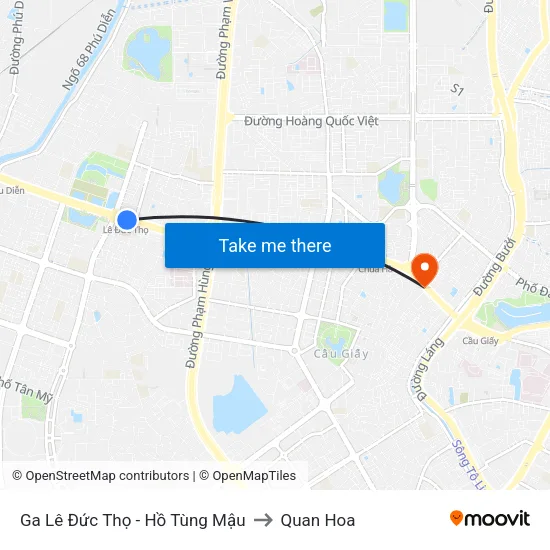 Ga Lê Đức Thọ - Hồ Tùng Mậu to Quan Hoa map