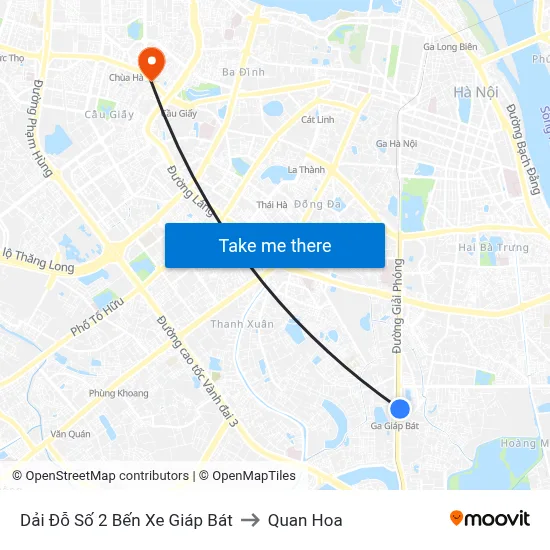 Dải Đỗ Số 2 Bến Xe Giáp Bát to Quan Hoa map