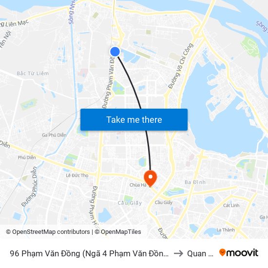 96 Phạm Văn Đồng (Ngã 4 Phạm Văn Đồng - Xuân Đỉnh) to Quan Hoa map